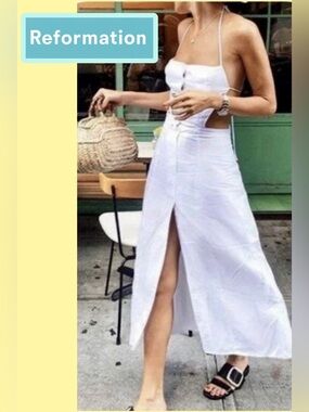 🆕 {Reformation} Manon Backless Midi Dress White